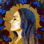 Our Lady of Roses ©2015, Acrylic on Canvas, Dimensions 12" w x 12" h, Private Collector