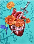 Scared Heart ©2025, Dimensions: 8" w x 10" h, Acrylic on Canvas, Private Collector 