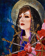 Dolorosa of the Seven Swords ©2022, Dimensions: 20" h x 16" w, Acrylic on Canvas, Private Collector