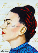 Frida © 2020, Dimensions: 6" w x 7" h, Acrylic on wood,  Private Collector