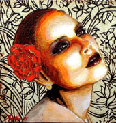 Femme Fatale: La Catrina I ©2009, Acrylic on Canvas, Dimensions 6" w x 6" h, Private Collector