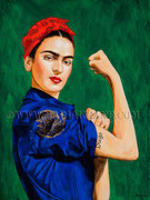 Frida the Riveter II ©2012, Acrylic on Wood, Dimensions 18" w x 24" h, Private Collector