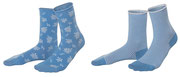Sokken Alexis in 98% bio-katoen met 2% elastaan, per 2 paar verpakt, lichtblauw met bloemen en gestreept, Living Crafts, beschikbaar in de maten 35-38 en 39-42, prijs: 12,99 €
