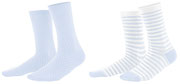 Sokken Alexis in 98% bio-katoen met 2% elastaan, per 2 paar verpakt, lichtblauw/wit met stippen en gestreept, Living Crafts, beschikbaar in de maten 35-38 en 39-42, prijs: 12,99 €