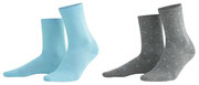 Sokken Bettina in 98% bio-katoen met 2% elastaan, per 2 paar verpakt, lichtblauw en grijs met lichtblauwe stippen, Living Crafts, beschikbaar in de maten 35-38 en 39-42, prijs: 14,99 €