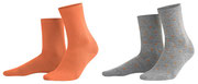 Sokken Bettina in 98% bio-katoen met 2% elastaan, per 2 paar verpakt, kaneel en grijs met kaneelkleurige stippen, Living Crafts, beschikbaar in de maten 35-38 en 39-42, prijs: 12,99 €