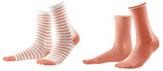 Sokken Alexis in 98% bio-katoen met 2% elastaan, per 2 paar verpakt, koraal/wit met stippen en gestreept, Living Crafts, beschikbaar in de maten 35-38 en 39-42, prijs: 12,99 €