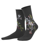 Sokken Hina in 98% bio-katoen met 2% elastaan, zwart met bloemmotief, Living Crafts, beschikbaar in de maat 35-38, prijs: 6,99 €