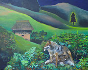 Der Stall birgt alles Herdentier, denn bis zum Morgen herrschen wir, 2026, Öl auf Leinen, 80 x 100 cm