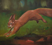  Nussjäger, 2021, Öl auf Leinen, 35 x 40cm