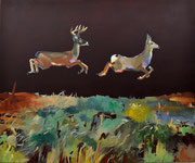 Sprung, 2024, Öl auf Leinen, 100x120 cm