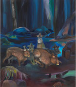 Nightly encounter, 2021, oil on linen, 140 x 120 cm