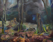 Totholz, 2022, Öl auf Leinen, 80 x 100 cm