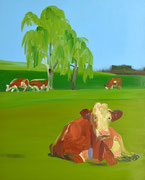 Erschöpft verdauend, 2025, Öl auf Leinen, 100 x 80 cm
