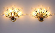 Oscar Torlasco, Pair of Crystal and 24kr Gold plated Wall Sconce, Italy, from 1970