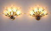 Oscar Torlasco, Pair of Crystal and 24kr Gold plated Wall Sconce, Italy, from 1970