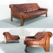 Jean Gillon Set of 3 Leather Sofas for Probel, Brazil, 1960s