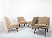 Set of Five French "Jean Royére" Style Longe Chairs, 1950s