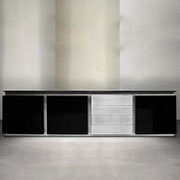 Lodovico Acerbis, Ebonised Oak and Steel Sideboard, Italy, 1974 PN.Modern