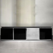 Lodovico Acerbis, Ebonised Oak and Steel Sideboard, Italy, 1974 PN.Modern