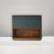  Otto Schulz (1882-1870) Mfr. BOET ,Bar Cabinet, Oak, Brass, Mirror, Glass, Vinyl, Gothenburg, Sweden, c.1940 - PN.Modern pnmodern.com