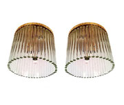 Pair of  Glass Brass Flush Mount  by J.T. KALMAR, Austria 1965.  pnmodern