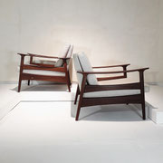 Pair of Brazilian Modernist Armchairs in Solid Caviuna Wood, 1950s PN.Modern pnmodern