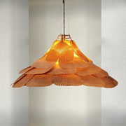 Ingo Maurer "Uchiwa" Bamboo, Rice Paper Pendant, Germany, 1973 PN.Modern