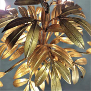 Hans Kögl Gilded Metal Palm-Leaf Chandelier, W. Germany. 1970