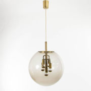 Large Smoked Hand-Blow Glass Globe Pendant by Glashütte LIMBURG, 1970s  pnmodern
