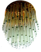 Large J.T KALMAR Multi-Tier Glass Rod Flush Mount Chandelier, 1965  pnmodern