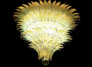 BAROVIER & TOSO Large Palmette Murano Glass Chandelier ITALY 1960s  pnmodern