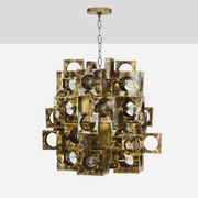 Tom Greener Bronze Brutalist Chandelier, 1974 - PN.Modern pnmodern