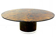 ALDO TURA full Parchment covered dinning table, Italy 1980.  pnmodern