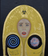 Endlos / endless, Öl auf Leinwand, teiweise vergoldet, 60 x 70 cm, 2021, Oil  on Canvas, partially goldplated