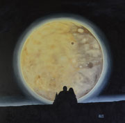 Mond als Rohstofflieferant / Moon as raw material supplier. Öl auf Leinwand, 110  x 110cm, 2022  Oil  on Canvas