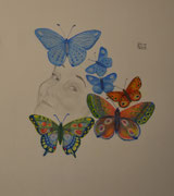 Oma mit Kinder und Kindeskinder: Pastell 30 x 32 cm.