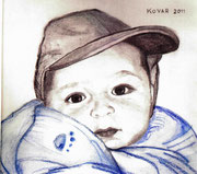 Leon Raffler, Pastell und Kohle auf Papier, 13,5x16cm.