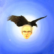 Komm großer schwarzer Vogel, Öl auf Leinwand, 80x80cm. 
