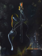 Bassinstrument, Öl  auf Leinwand, 70 x 90 cm, 2019, Oil on canvas.
