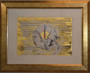 Szenario; Blattgold, Tusche und Pastell auf Papier, 48x38cm inkl. Rahmen. Gold leaf, ink and pastel on paper inkl. frame. 2017