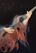 Gitarrist / Guitarist, Öl auf Leinwand 50 x 70cm, 2019. Oil on canvas.