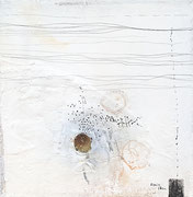 Gedankenarchäologie mit Maikäfer, Acrylfarbe, Sand, Zeichenstift, Maikäfer, 50 x 50 cm