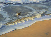 Seagull at the Beach, Pastel on Pastelmat, 50 x 70 cm, 2012, Private Collection