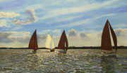 Boats at the Lake Plön, Pastel on Pastelcard, ca. 40x70cm, 2012, Private Collection