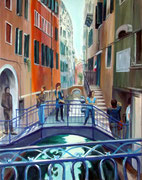 Touristen in Venedig, 65 x 70 cm, Acryl auf Leinwand