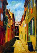 Sonnige Gasse, 70 x 100 cm, Öl auf Leinwand