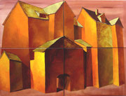 Goldene Dächer, 160 x 120 cm, Acryl, Blattgold auf Leinwand, / verkauft /