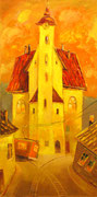 Straßenbahn Nr. 2,    50 x 100 cm, Öl auf Leinwand