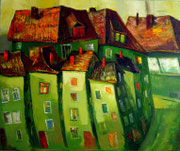 Grüner Abend, 120 x 100 cm, Öl auf Leinwand